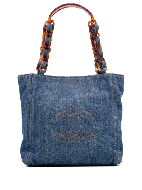 CHANEL Pre-Owned 1997-1999 Small CC Stitched Denim tote bag