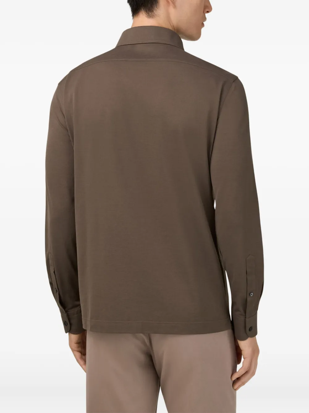 Boggi Milano Poloshirt met lange mouwen Bruin