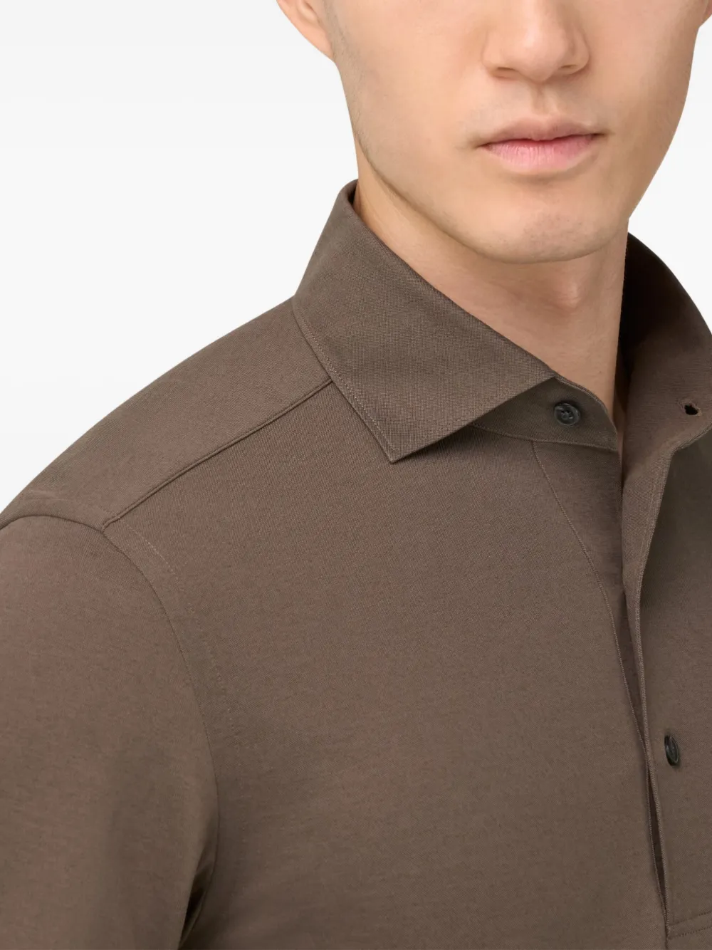 Boggi Milano Poloshirt met lange mouwen Bruin