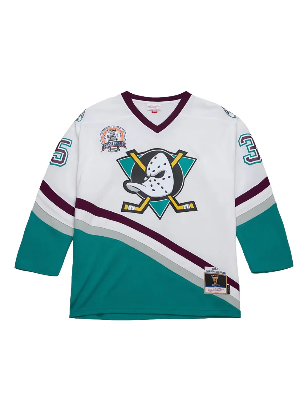 Mitchell & Ness Anaheim Ducks Blue Line "White/Teal" hockey jersey | White | Image 1