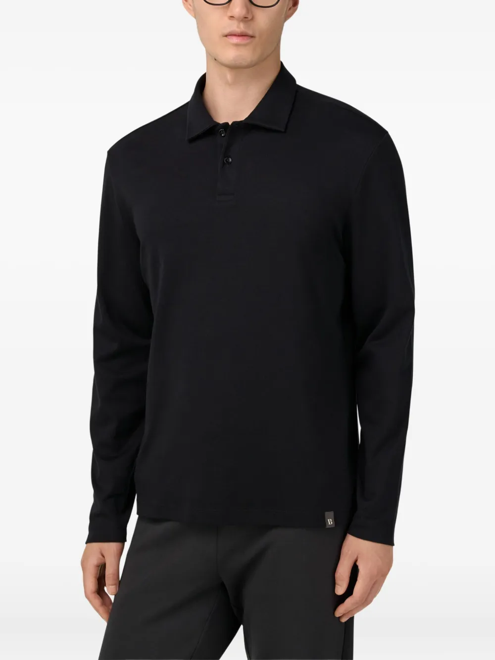 Boggi Milano Pima Cotton Interlock Polo Shirt In Black