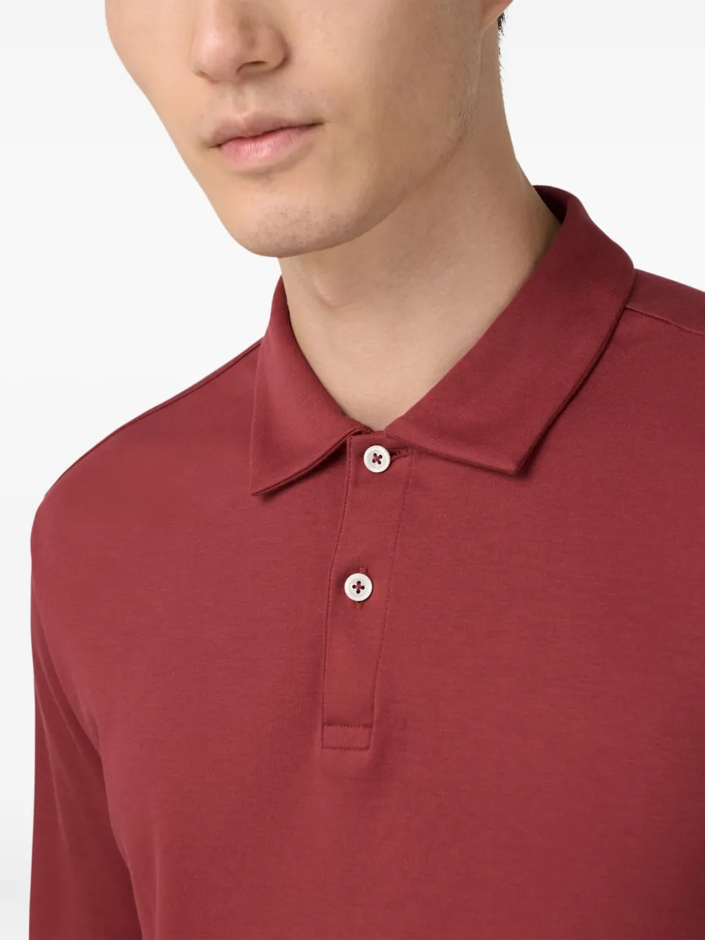 Boggi Milano Poloshirt met knoopsluiting en lange mouwen Rood