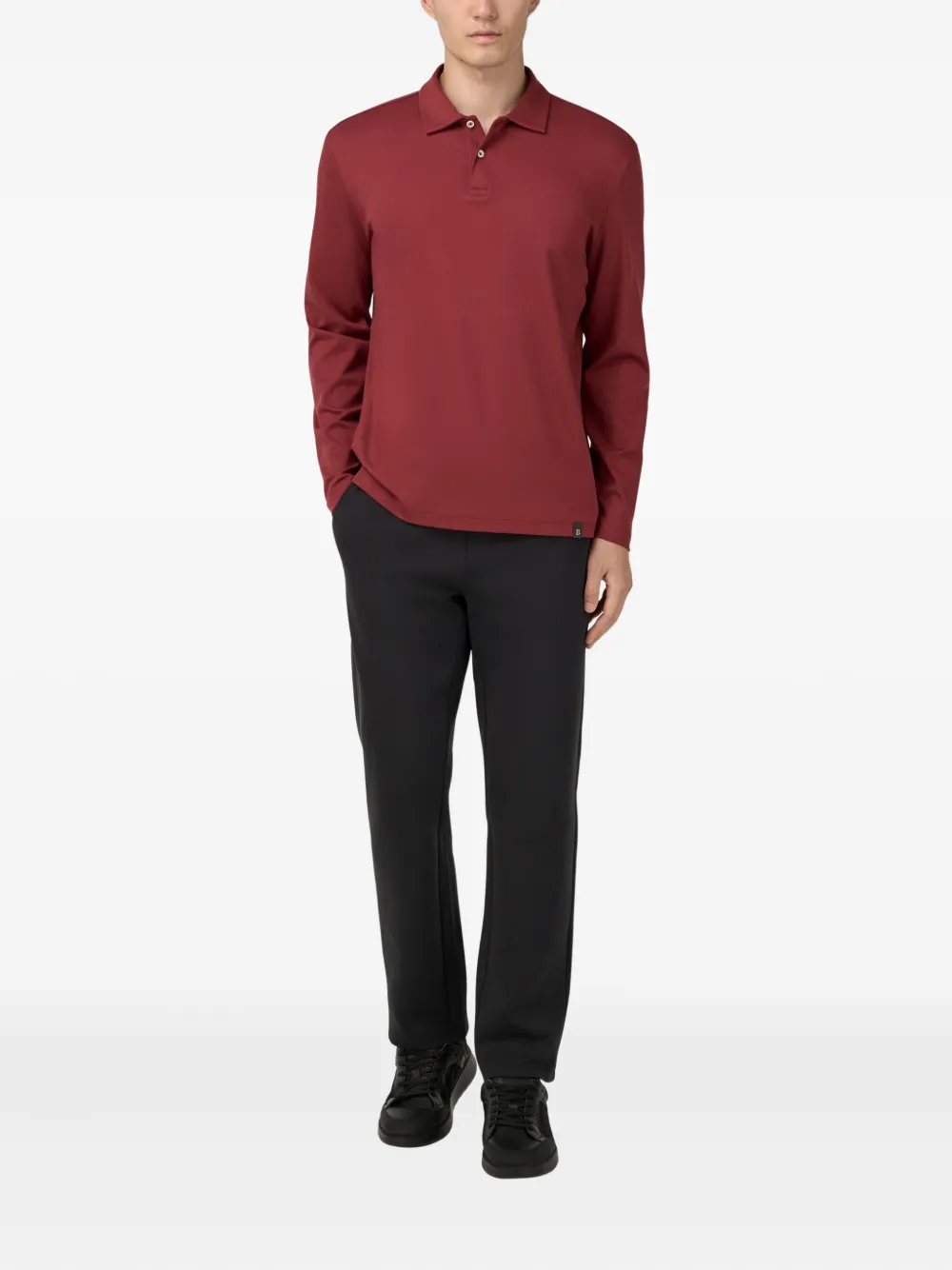 Boggi Milano long-sleeved button-fastening polo shirt - Rood