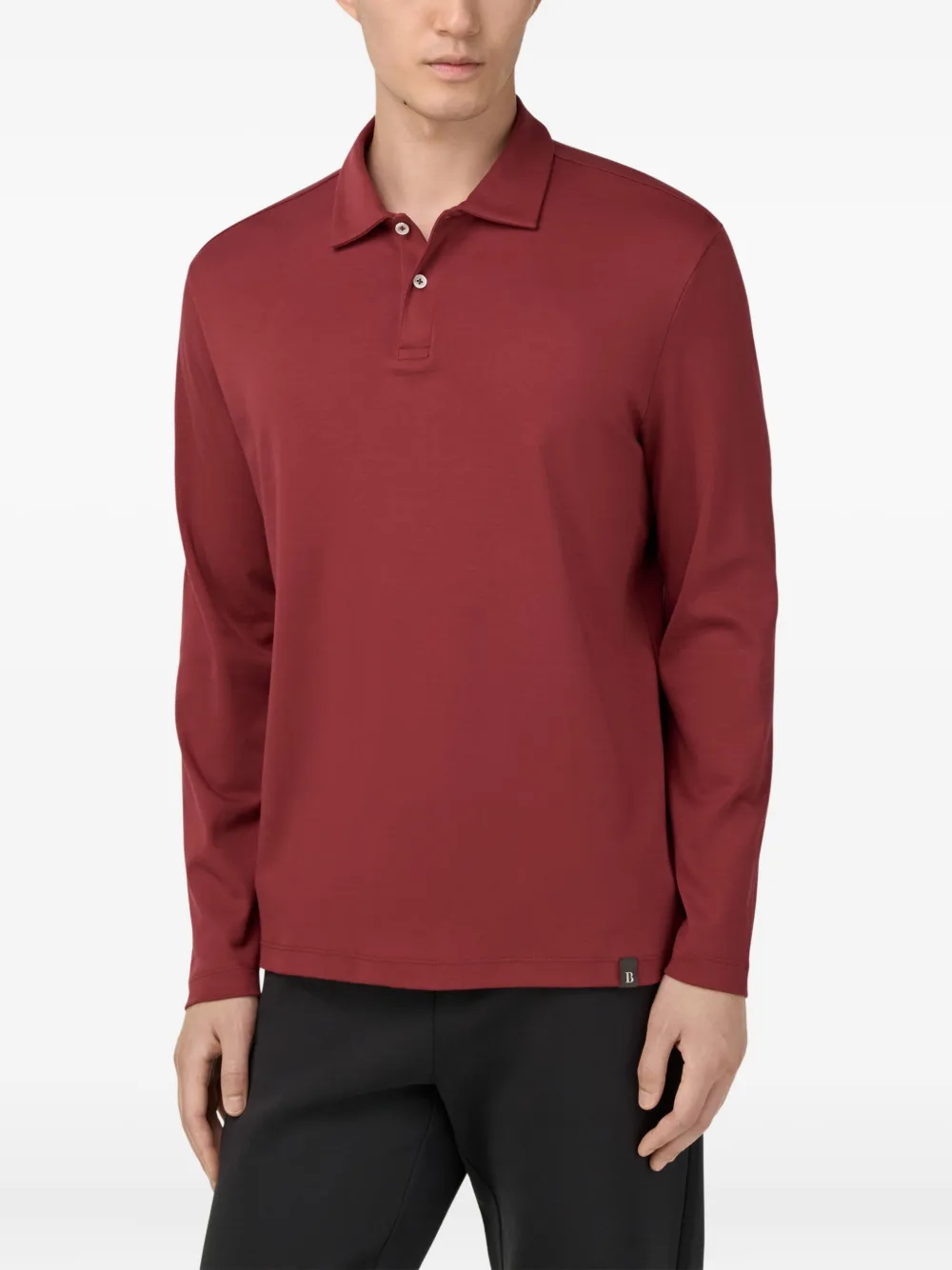 Boggi Milano Poloshirt met knoopsluiting en lange mouwen Rood