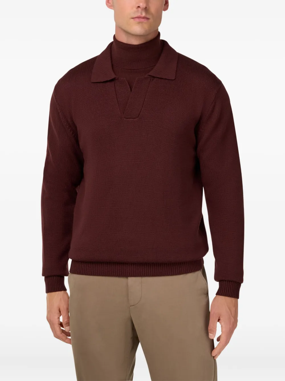 Boggi Milano Wollen trui met polokraag Rood