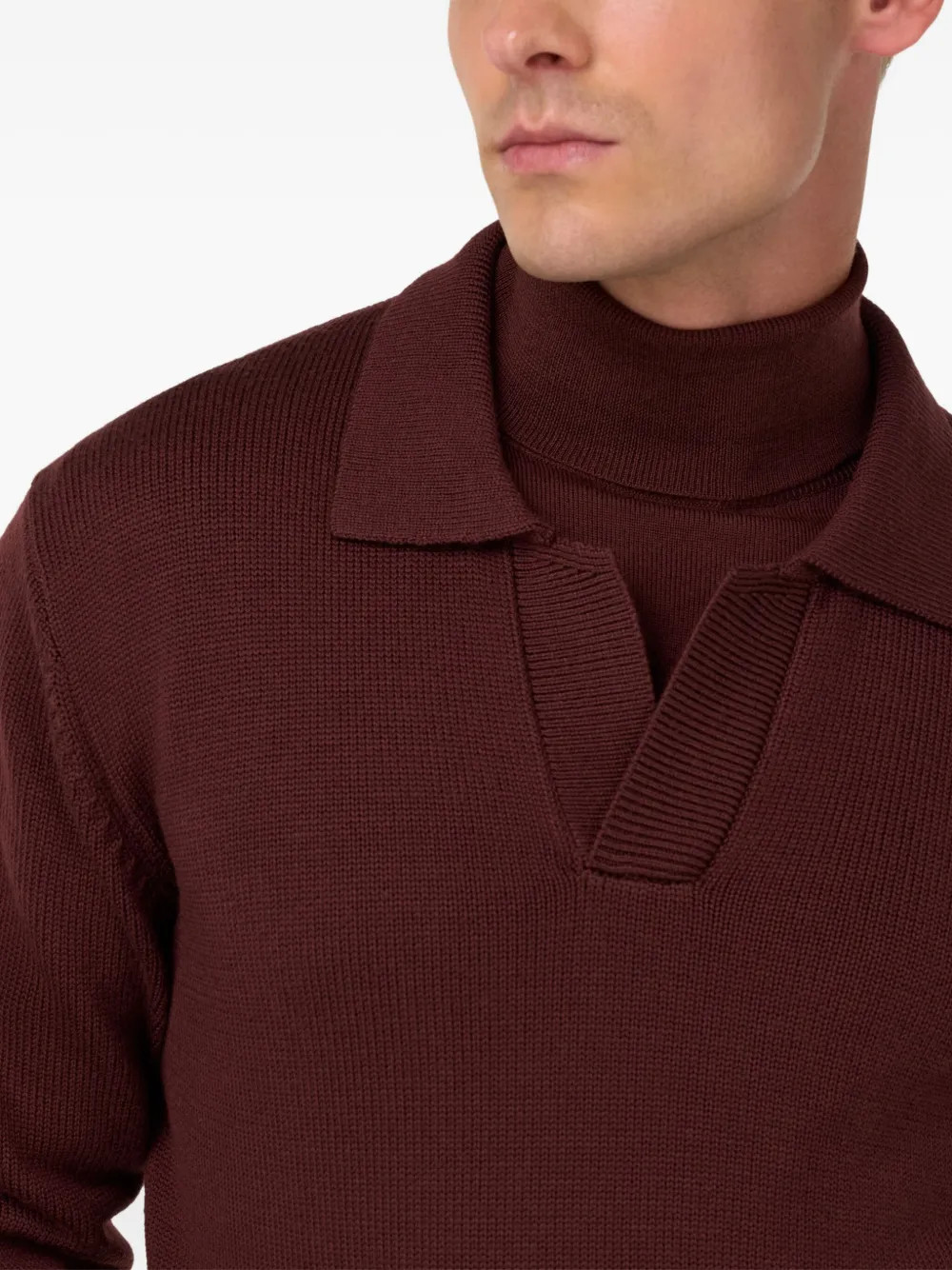 Boggi Milano Wollen trui met polokraag Rood