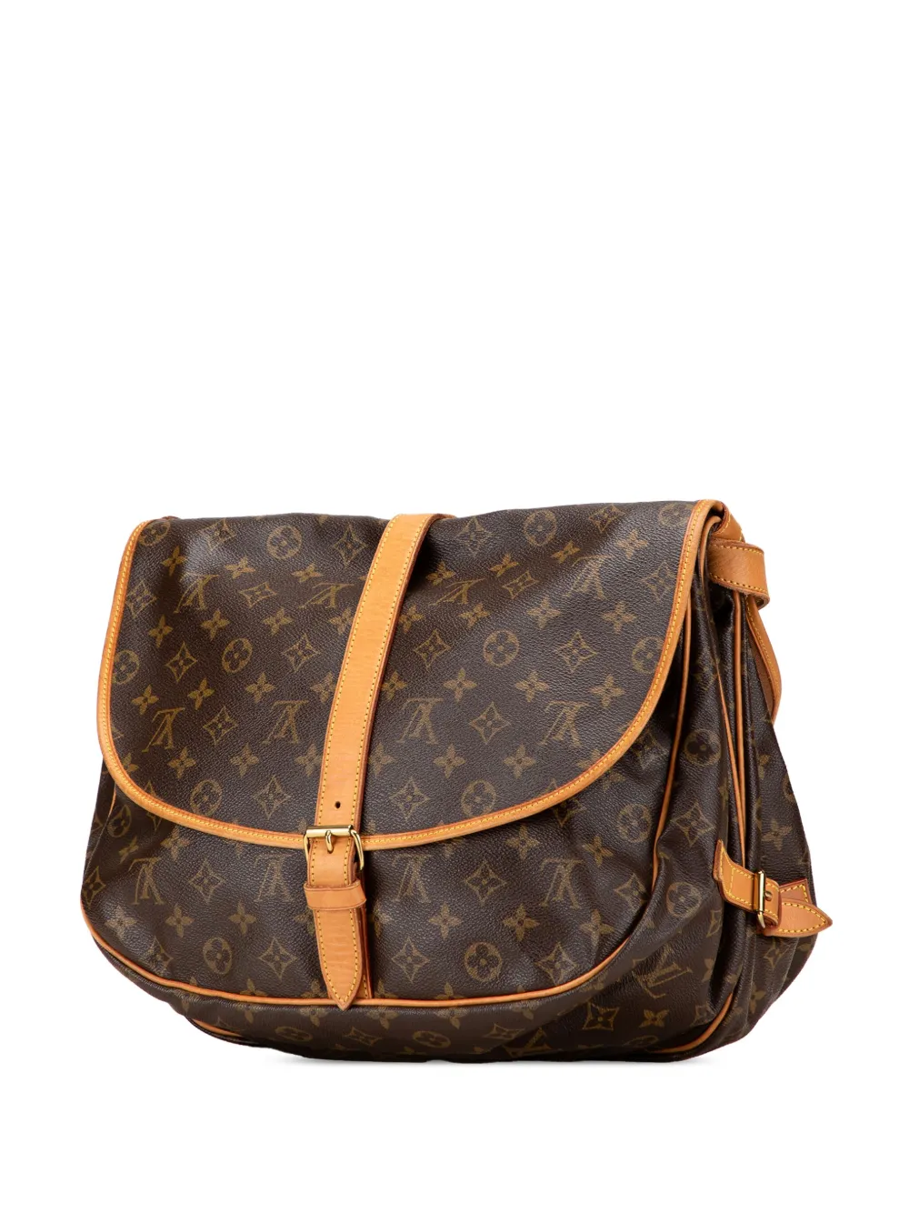 Pre-owned Louis Vuitton 2001 Monogram Saumur 35 Crossbody Bag In Brown