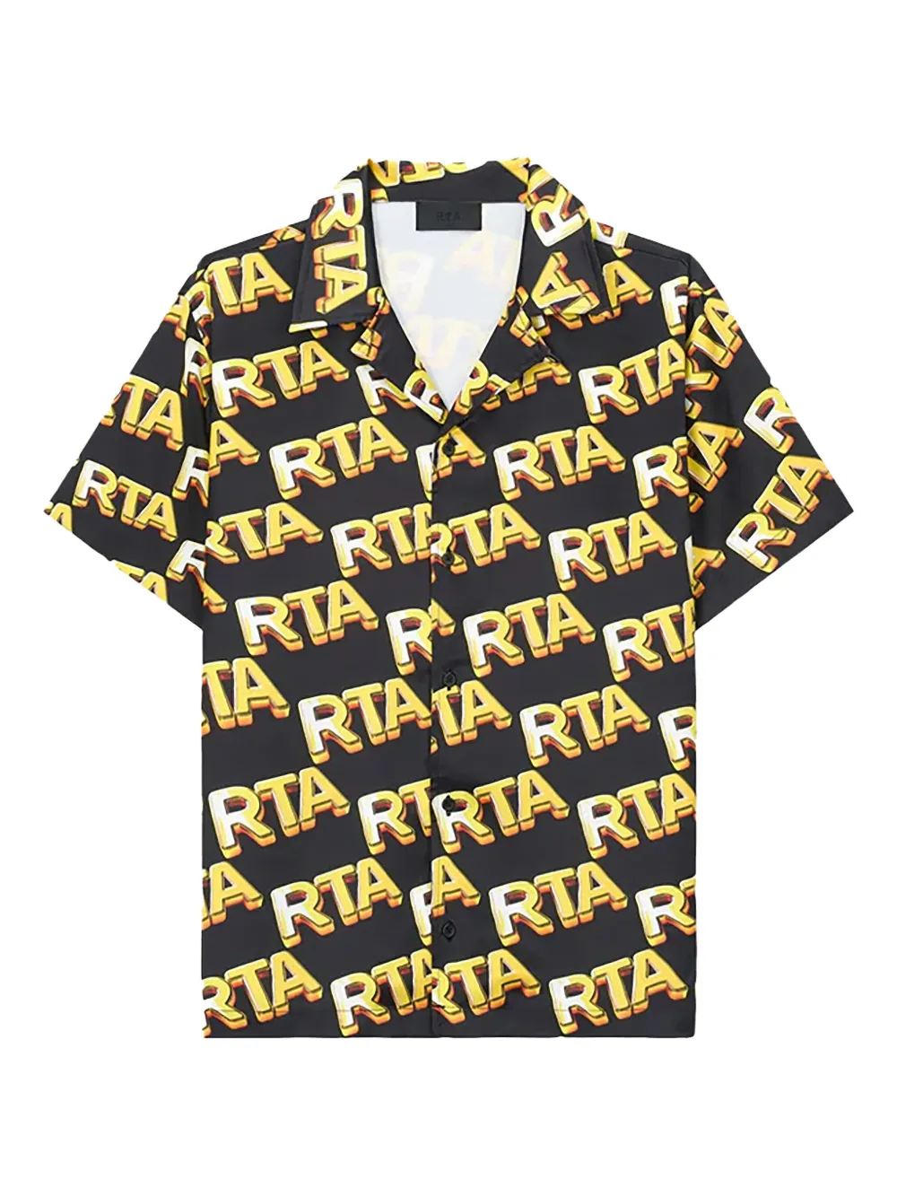 Rta Logo Print Camp Shirt In Black