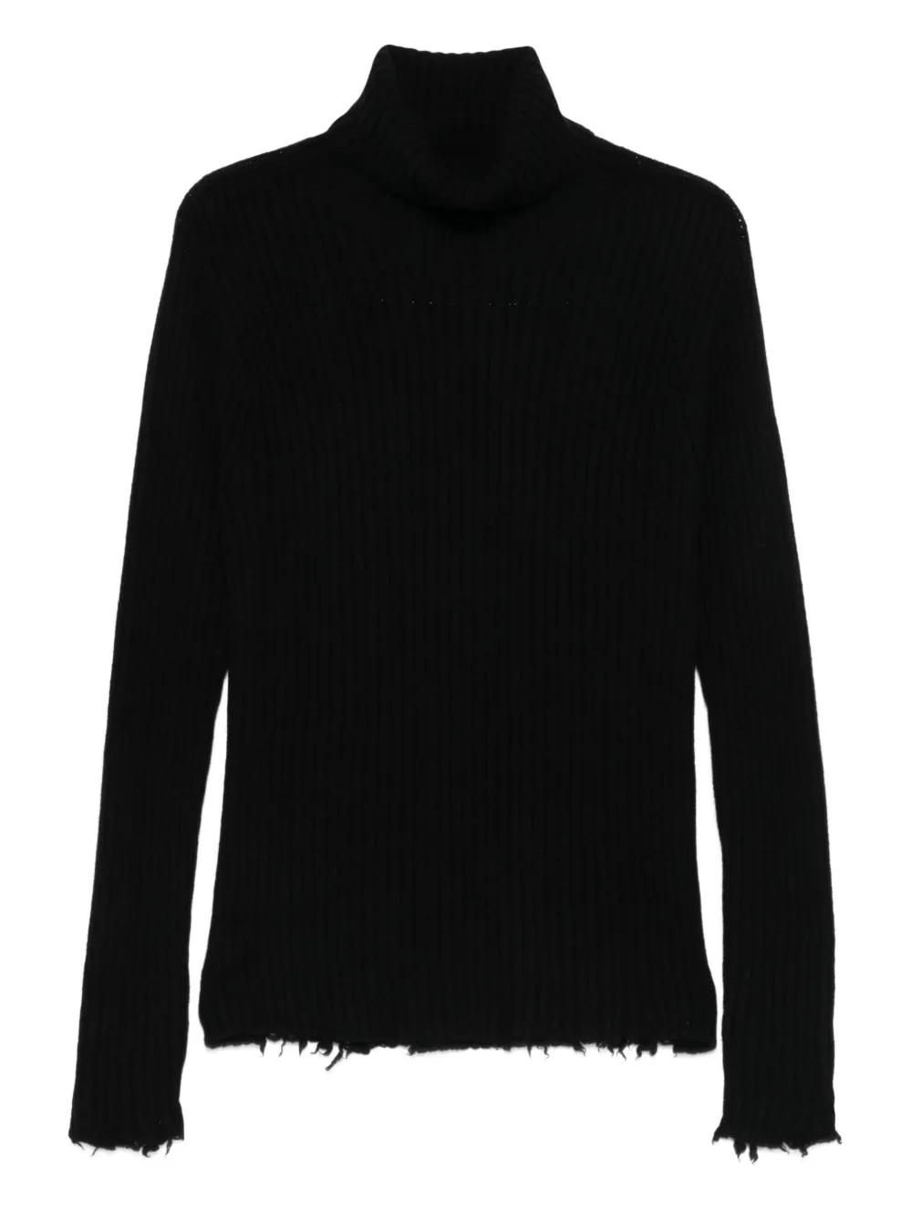 Uma Wang roll-neck frayed-edge sweater | Black | Image 1