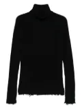 Uma Wang roll-neck frayed-edge sweater - Black