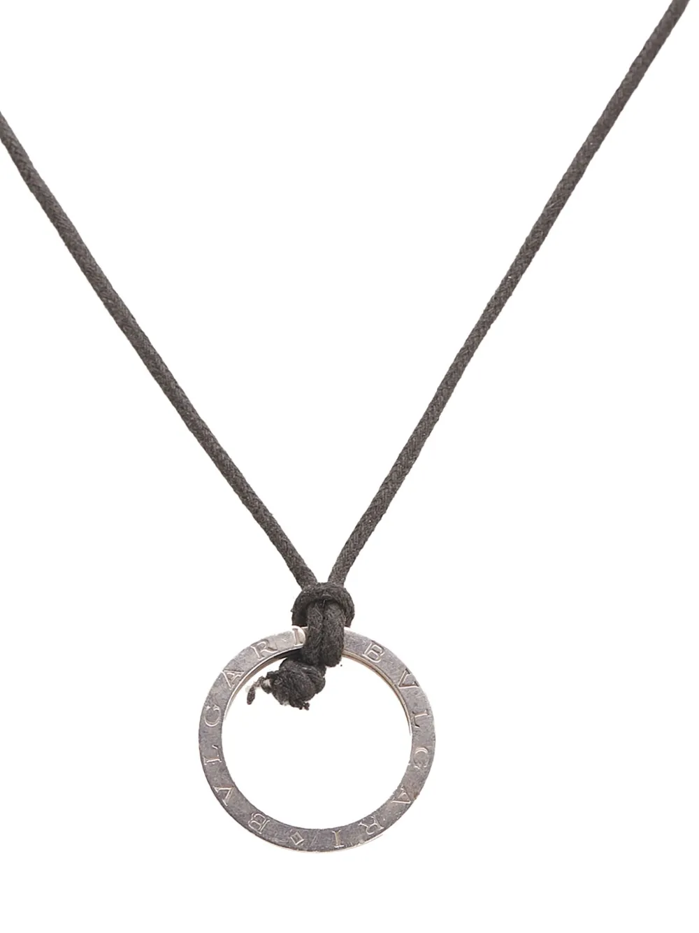 Bvlgari Pre-Owned 2009-2020 Silver Plated Save the Children Pendant Cord Necklace costume necklace | Brown | Image 1
