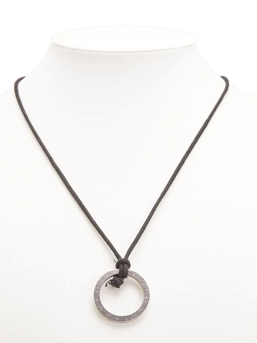 Pre-owned Bvlgari 2009-2020 Silver Plated Save The Children Pendant Cord Necklace Costume Necklace In Brown