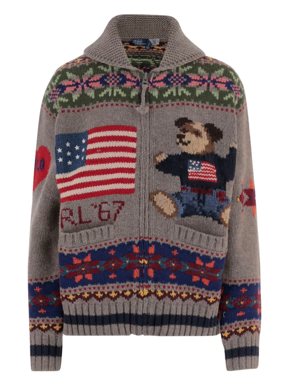 Polo Ralph Lauren Wool Zip-up Sweater In Multi