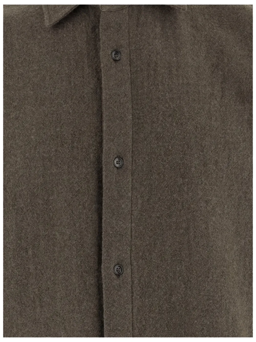 Darkpark Olive Green Classic Collar Wool Shirt In Brown