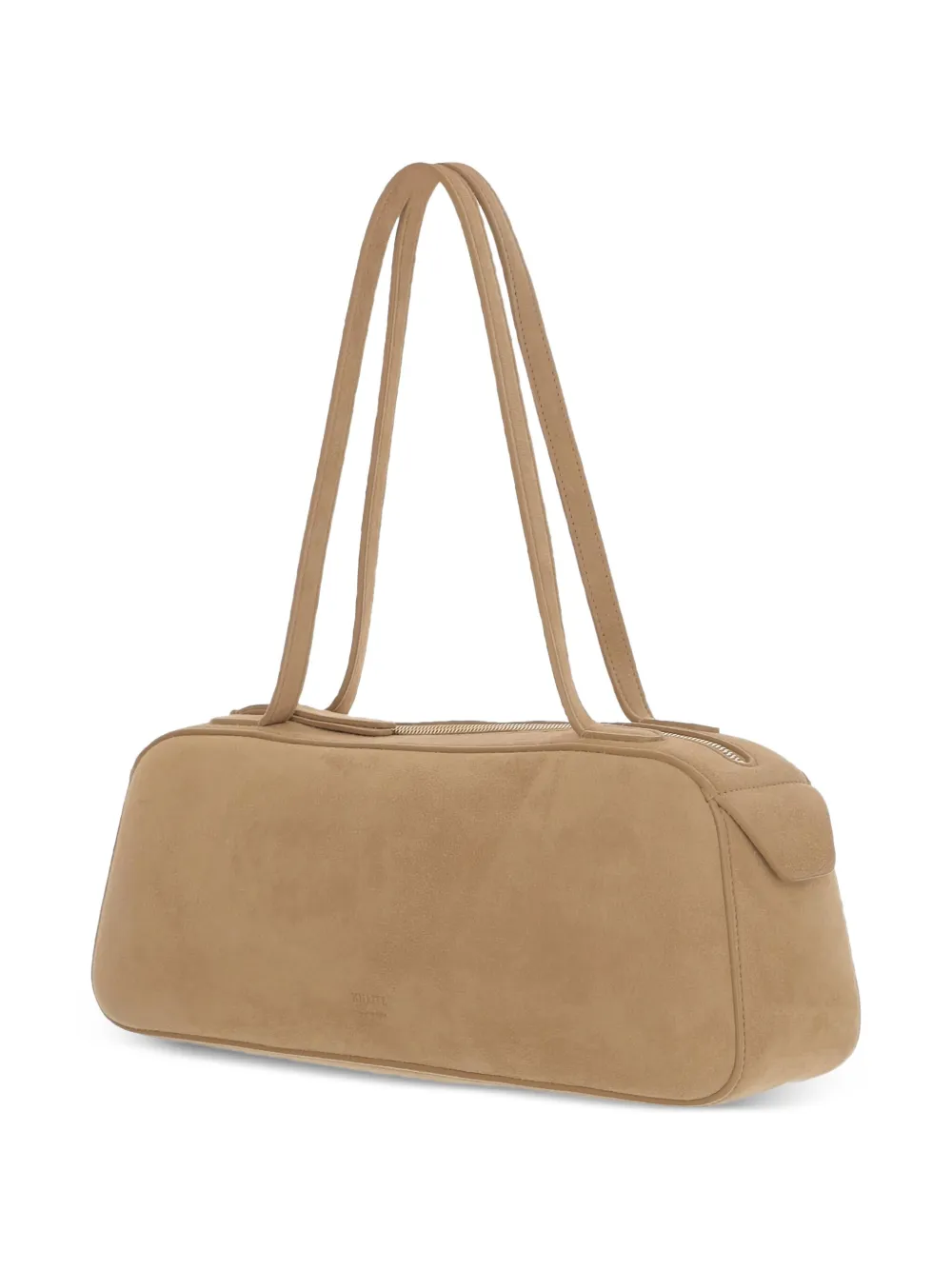 KHAITE Simona suède schoudertas Beige