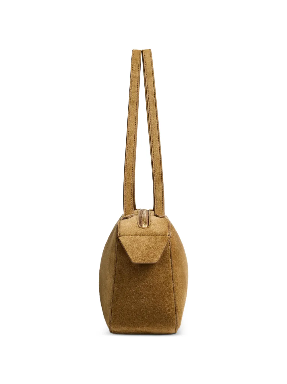 KHAITE Simona suède schoudertas Beige