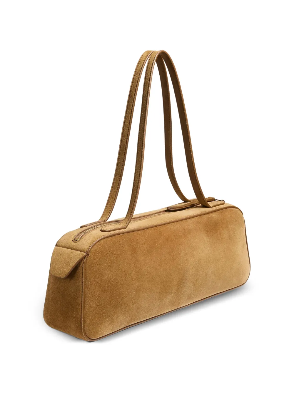 KHAITE Simona suède schoudertas Beige