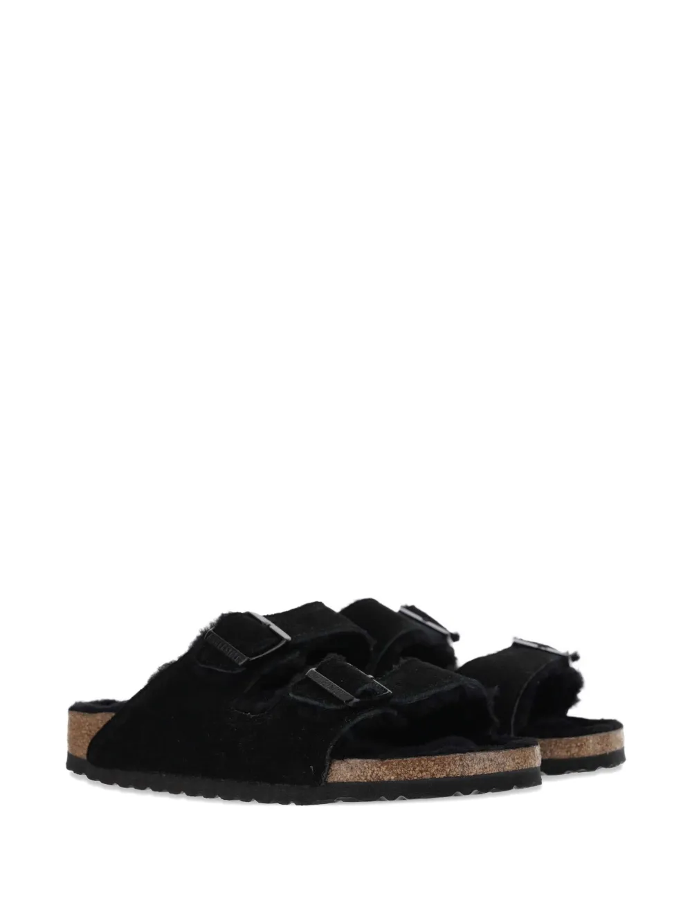 Birkenstock Suede Arizona Sandals With Shearling Inner In Black