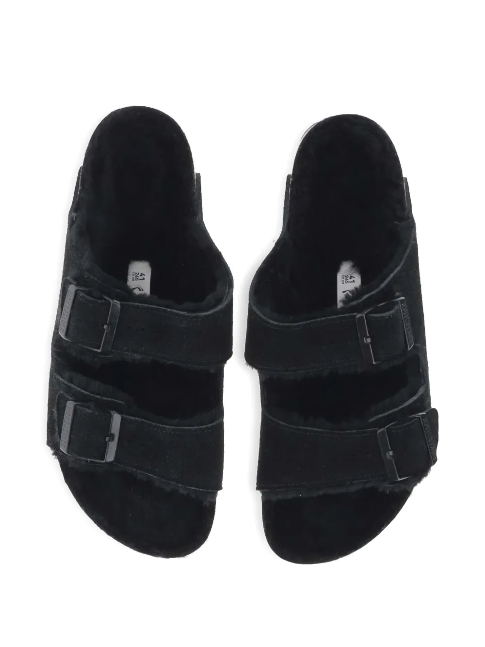 Birkenstock Suede Arizona Sandals With Shearling Inner In Black