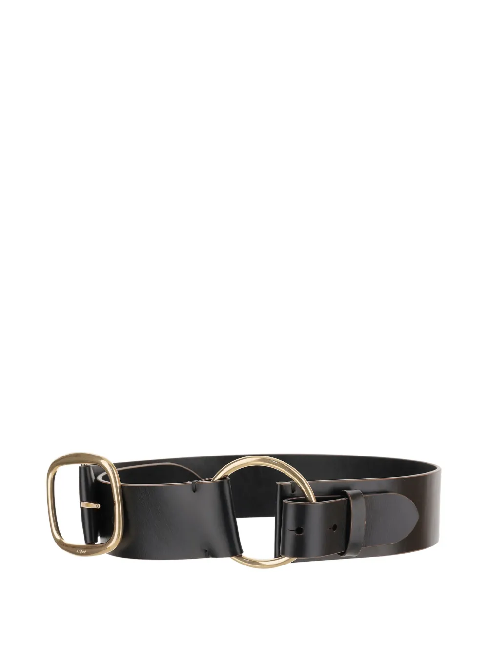 Chloé Anita Asymmetrical Buckle Leather Belt In Black