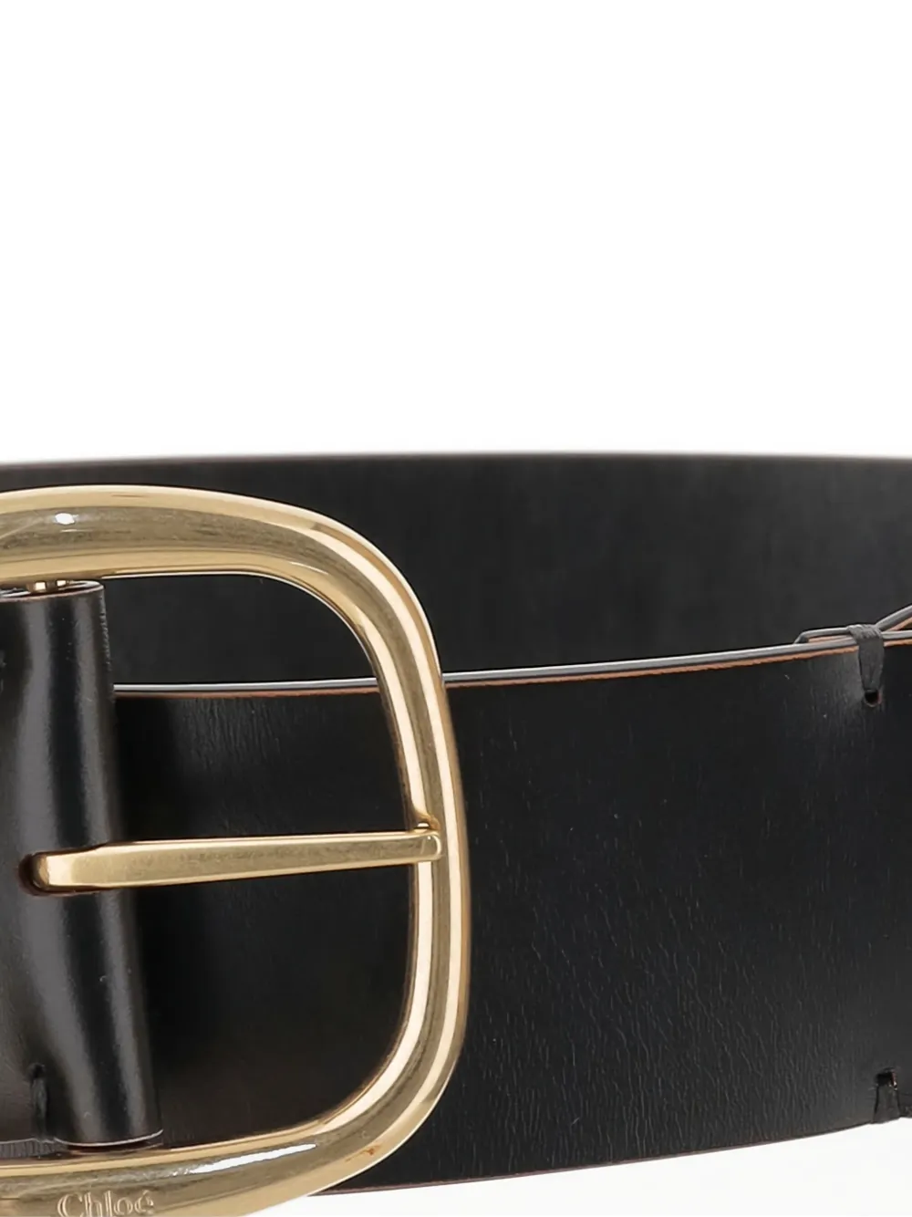 Chloé Anita Asymmetrical Buckle Leather Belt In Black