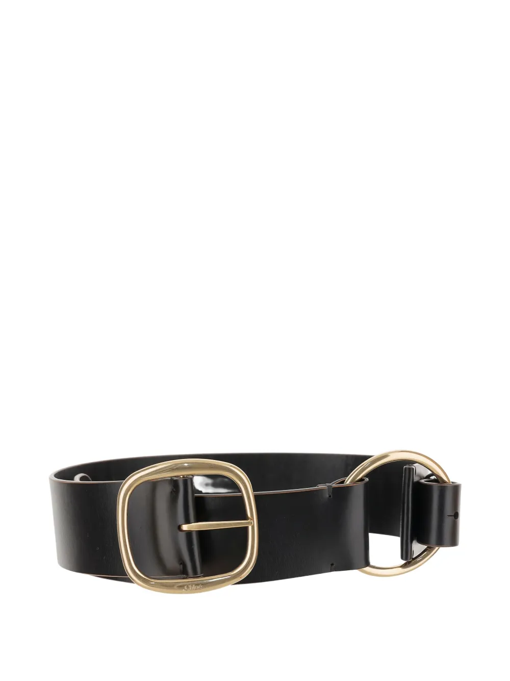 Chloé leather rounded-buckle belt - Zwart