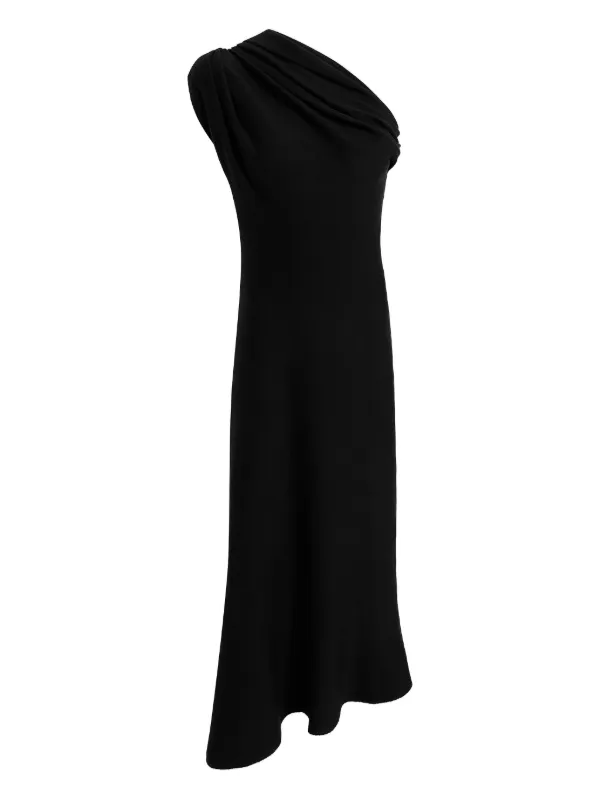 khaite one shoulder dress Coast asymmetric one-shoulder draped Lurex dress - silver