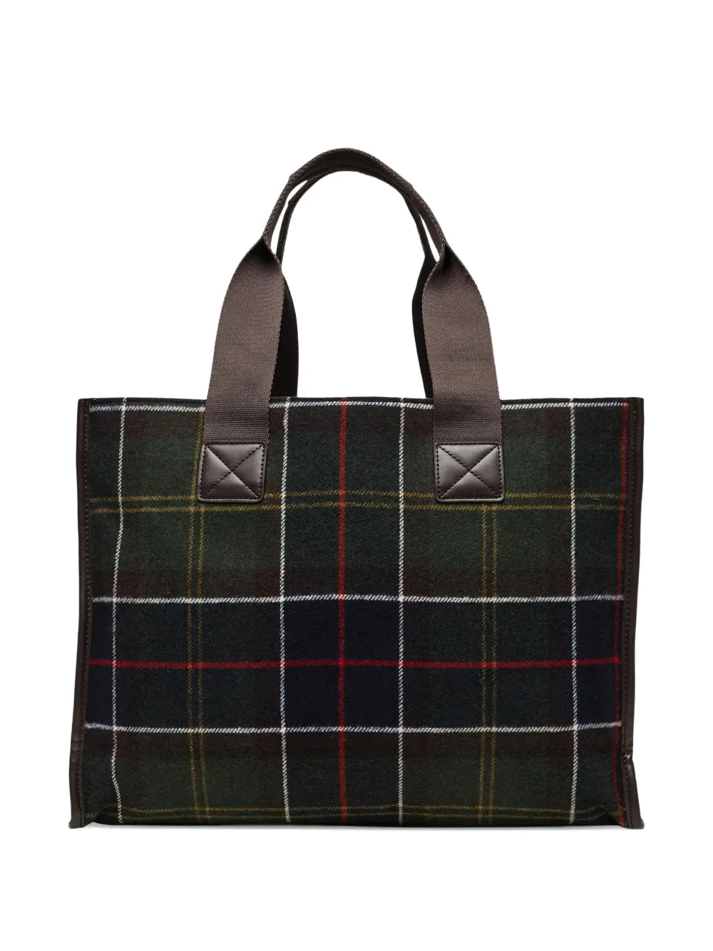 Barbour Check-pattern Tote Bag In Green
