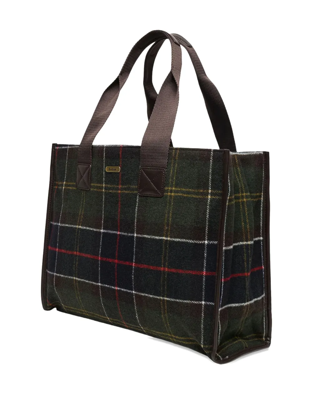 Barbour Check-pattern Tote Bag In Green