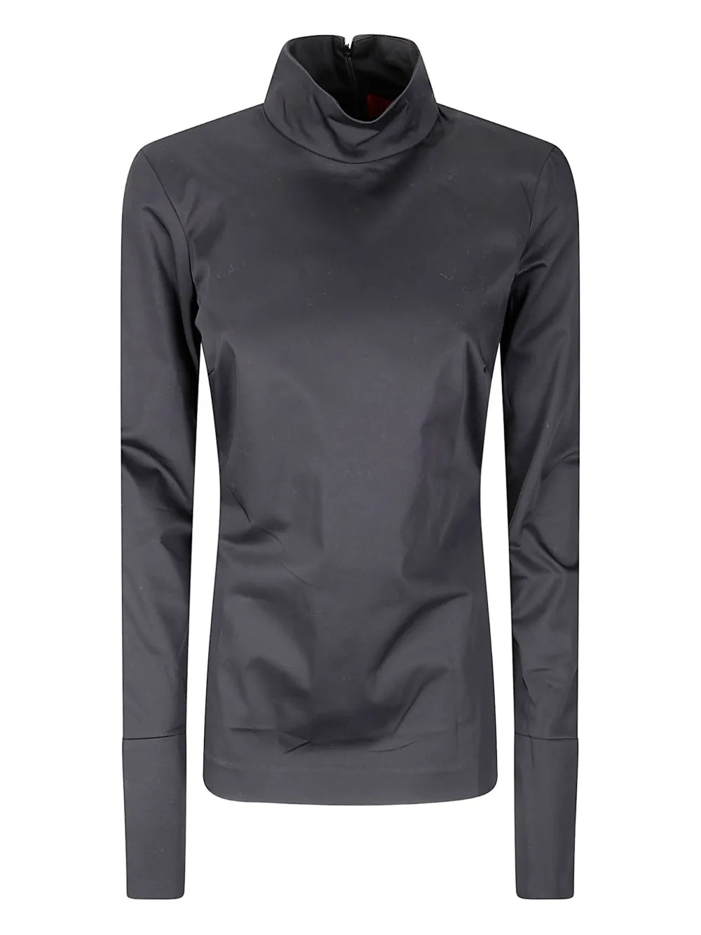 The Latest Fitted Long-sleeve Poplin Shirt With Turtleneck In Gray