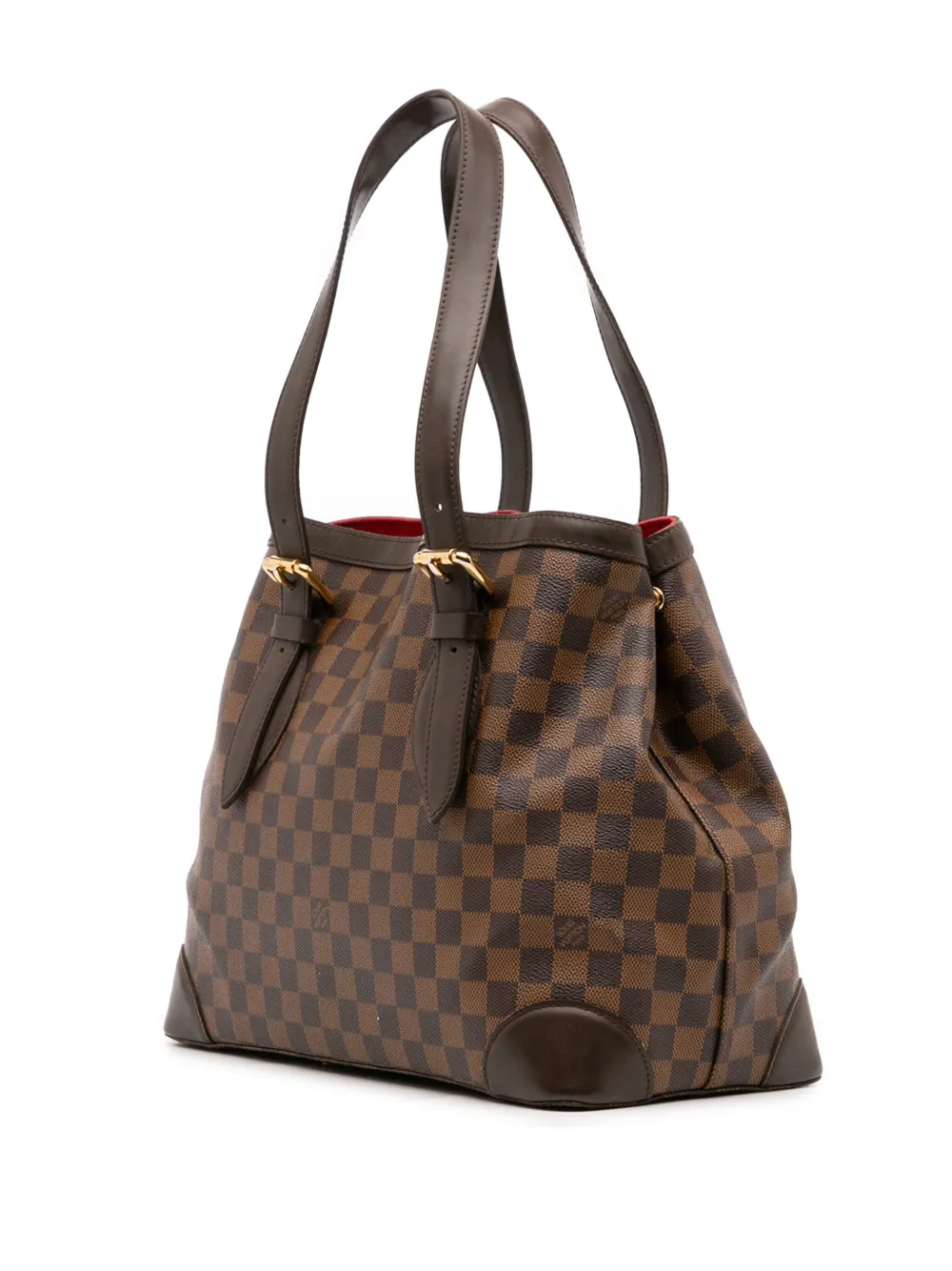 Pre-owned Louis Vuitton 2009 Damier Ebene Hampstead Mm Tote Bag In Brown