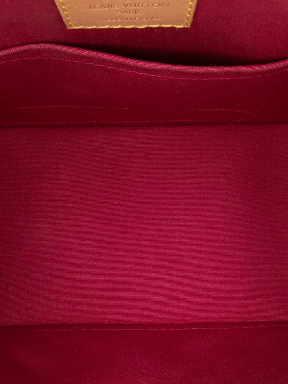 Pre-owned Louis Vuitton 2014 Monogram Vernis Alma Bb Satchel In Red