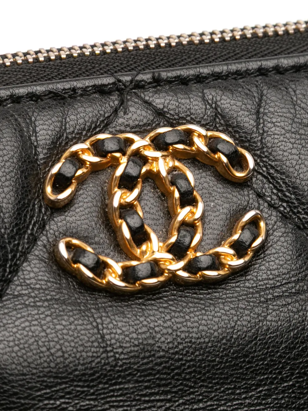 Pre-owned Chanel 2019 Large Goatskin 19 O Case Clutch Bag In Black
