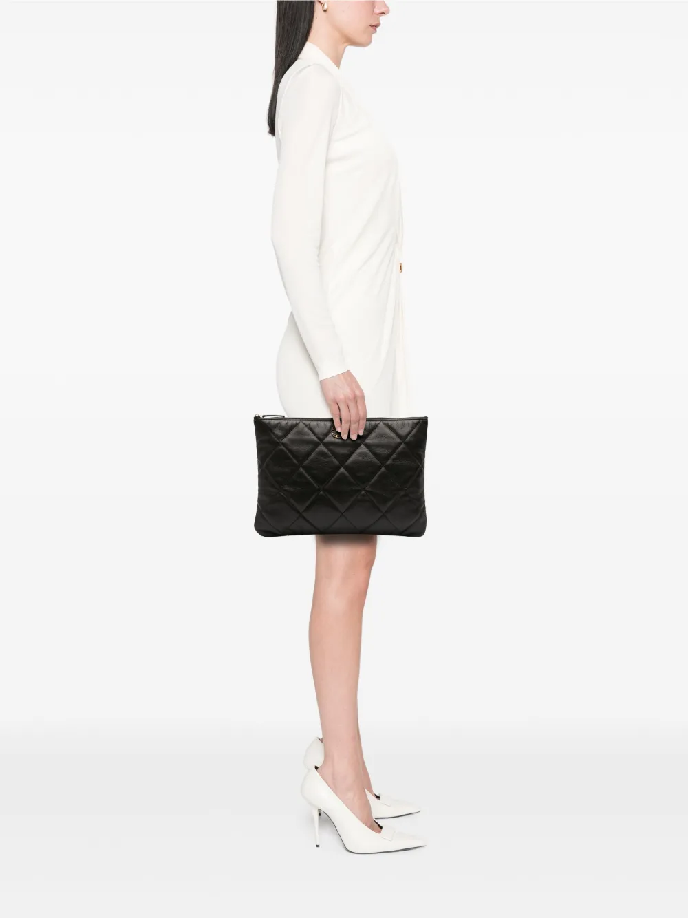 Pre-owned Chanel 2019 Large Goatskin 19 O Case Clutch Bag In Black