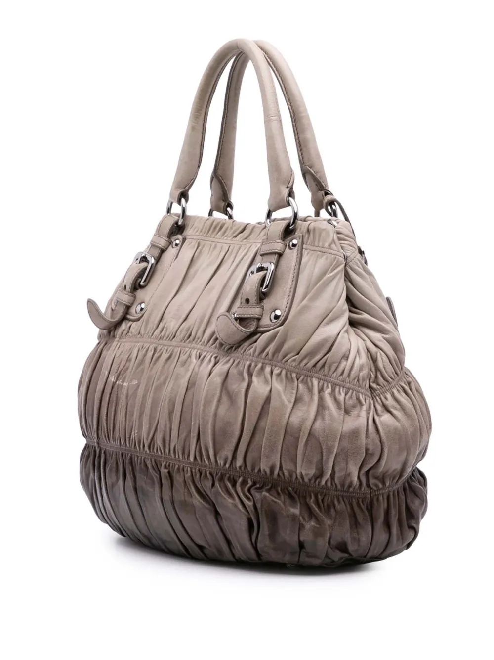 Pre-owned Prada 2000-2025 Nappa Gaufre Ombre Satchel In Gray