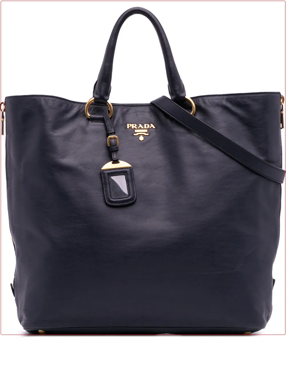 Pre-owned Prada 2000-2025 Soft Calf Side Zip Convertible Tote Satchel In Blue