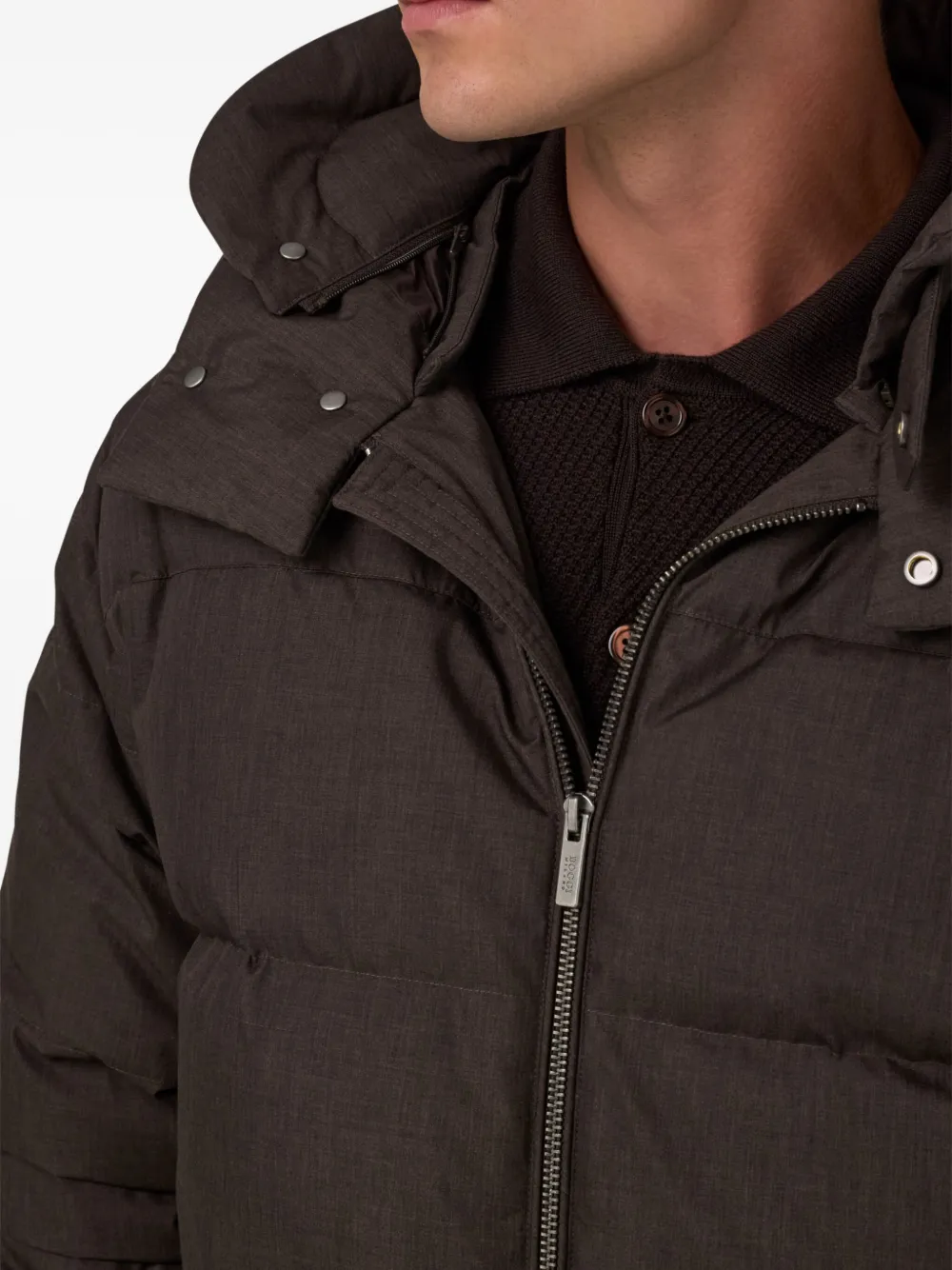 Boggi Milano Bomber Jacket In Technical Fabric With Goose Down In Brown
