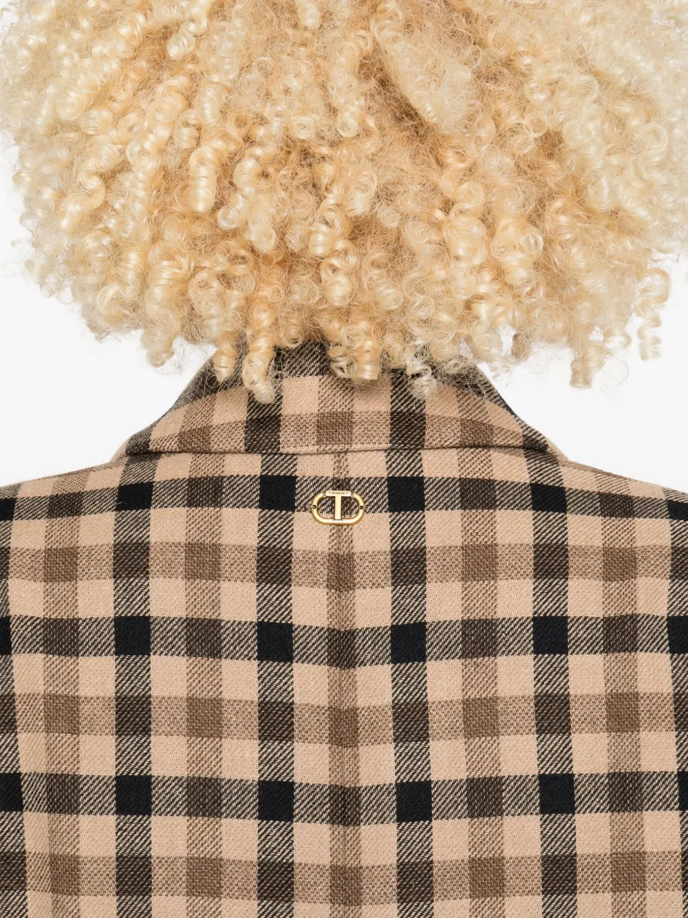 TWINSET Geruite jas met enkele rij knopen Beige