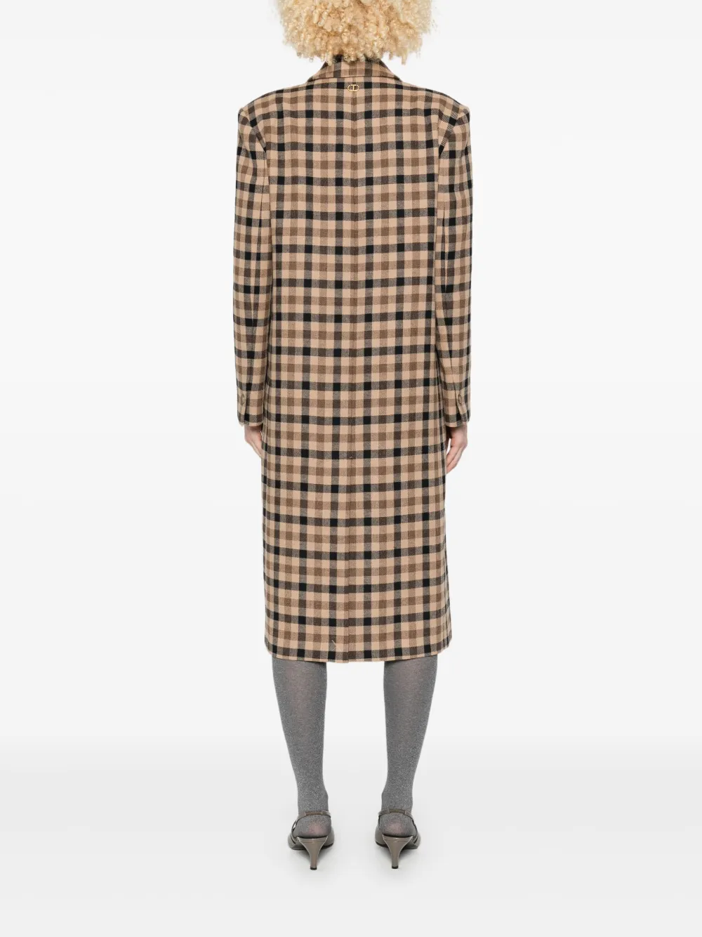 TWINSET Geruite jas met enkele rij knopen Beige