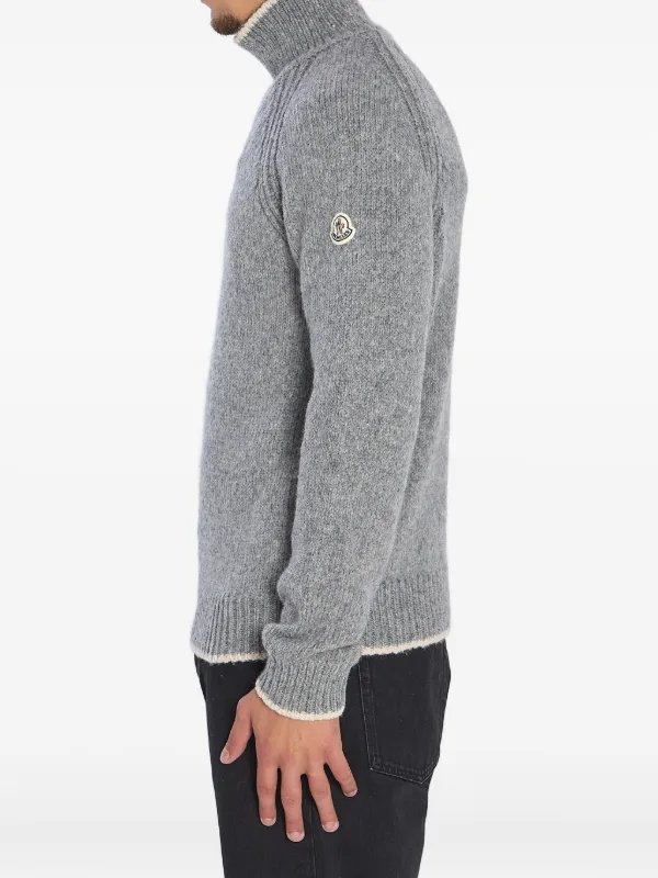 Moncler high-neck logo-patch Sweater | Grey | FARFETCH