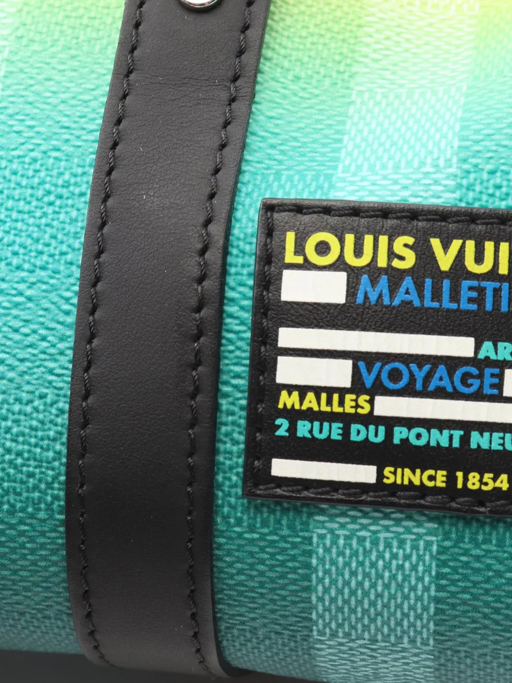 Pre-owned Louis Vuitton 2021-2025 Damier Stripe Keepall Bandouliere Xs Satchel In Green