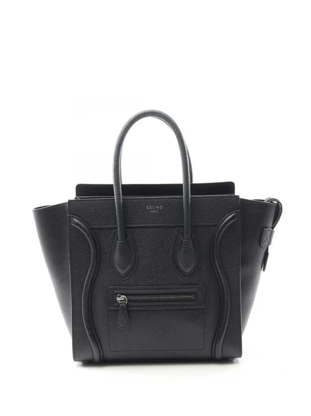 Celine Pre-Owned 2017 マイクロ ドラムドカーフスキン ラゲージ トートバッグ - ブラック Celine Pre-Owned 2017 マイクロ ドラムドカーフスキン ラゲージ トートバッグ - ブラック