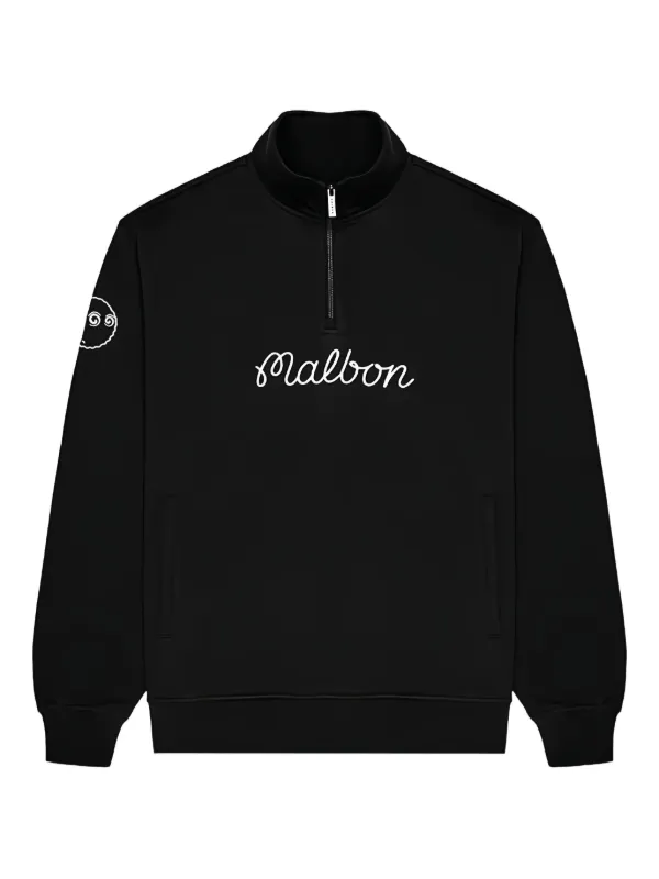 メンズウェア MALBON GOLF X WDS CREW NECK SWEAT Malbon Golf Jumper - Evergreen M Icon Crew Neck - Black SS25