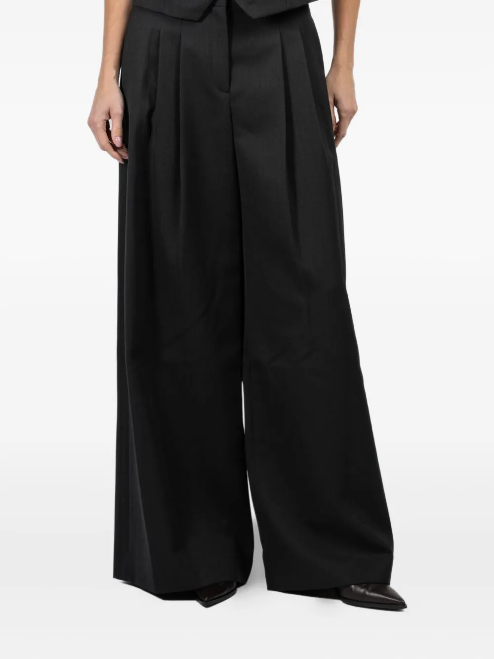TWP pleated side-pocket palazzo trousers | Black | Image 1
