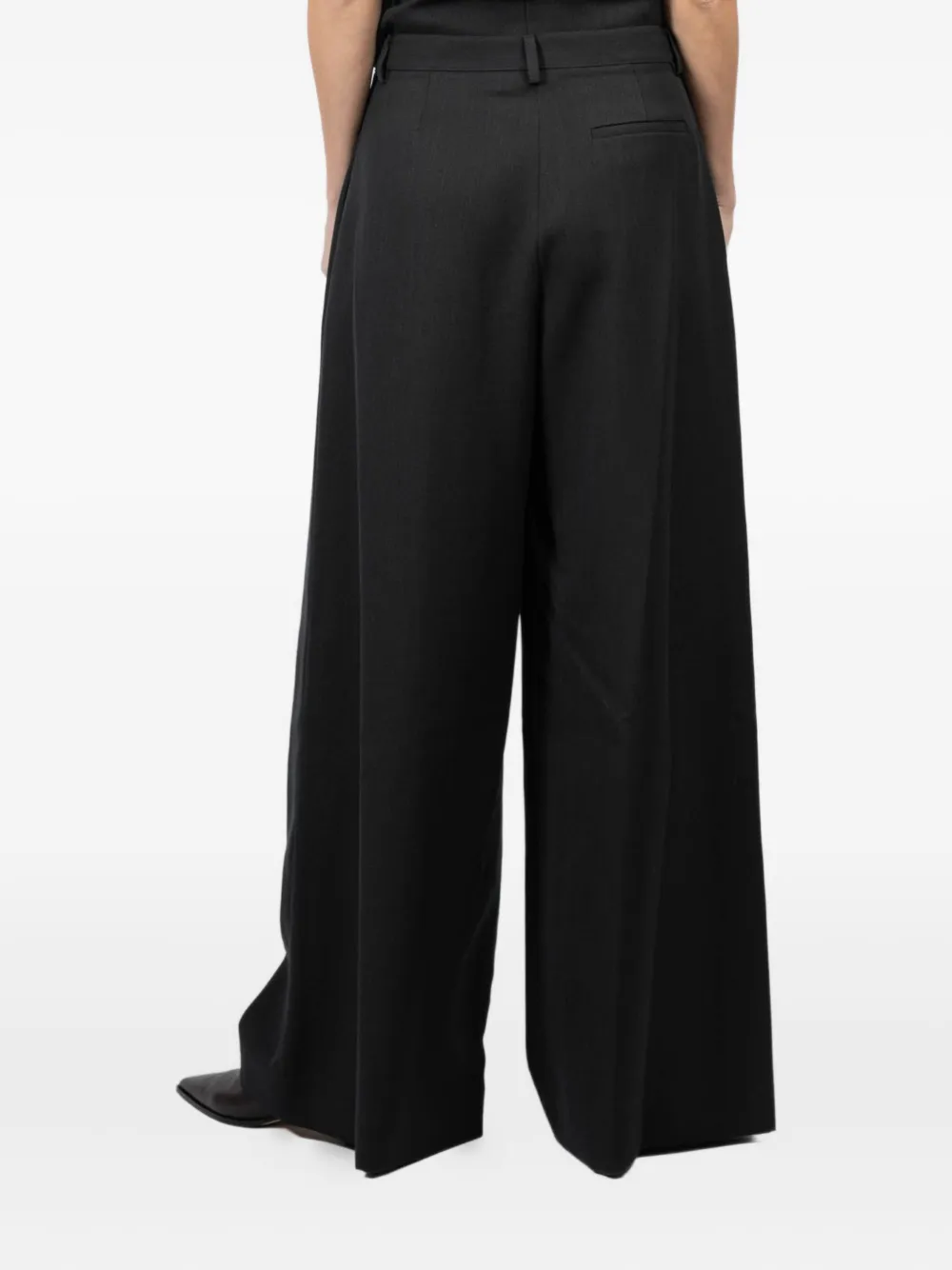 Twp Pleated Side-pocket Palazzo Trousers In Black
