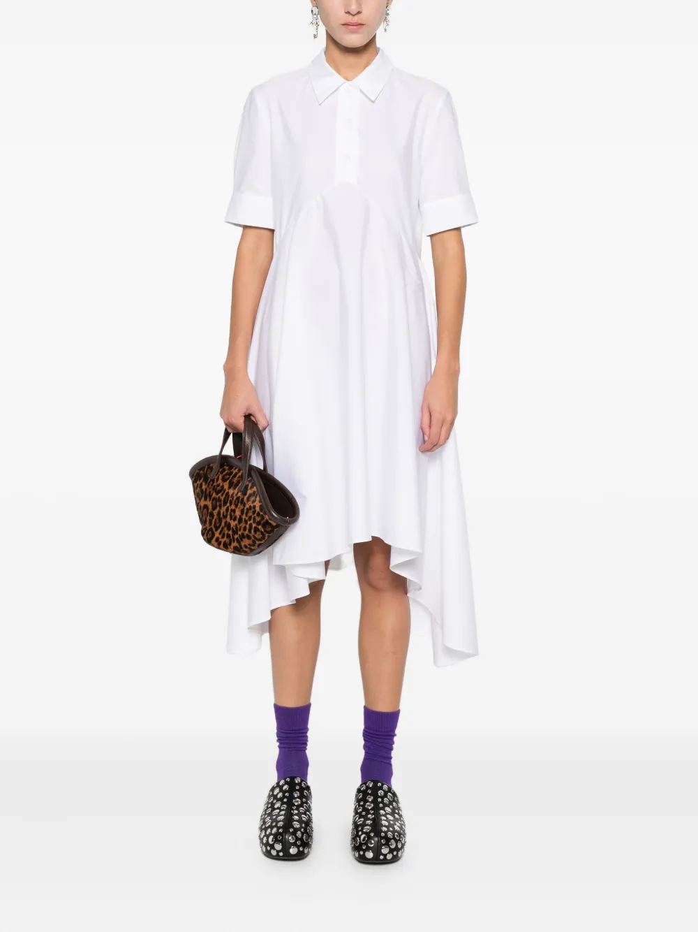 Marni asymmetric cotton dress - Wit