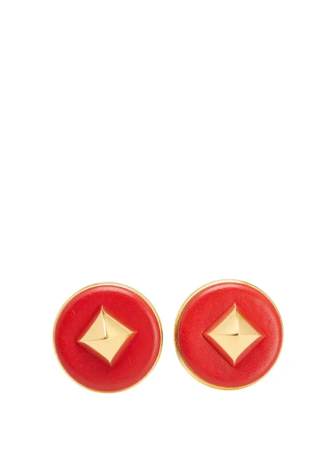 Hermès Pre-Owned aretes redondos de clip bañados en oro con piel del siglo XX
