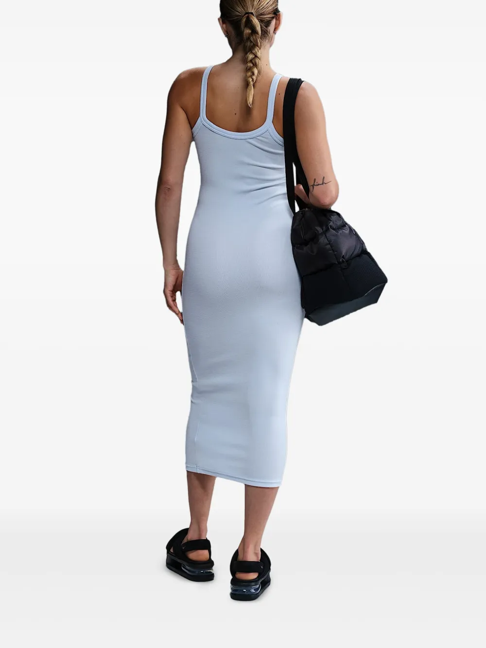 Nike Geribbelde midi-jurk Blauw