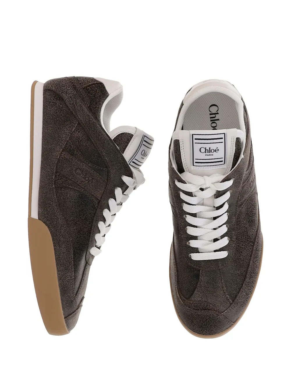 Chloé Chloe Kick Panelled Leather Sneakers In Gray