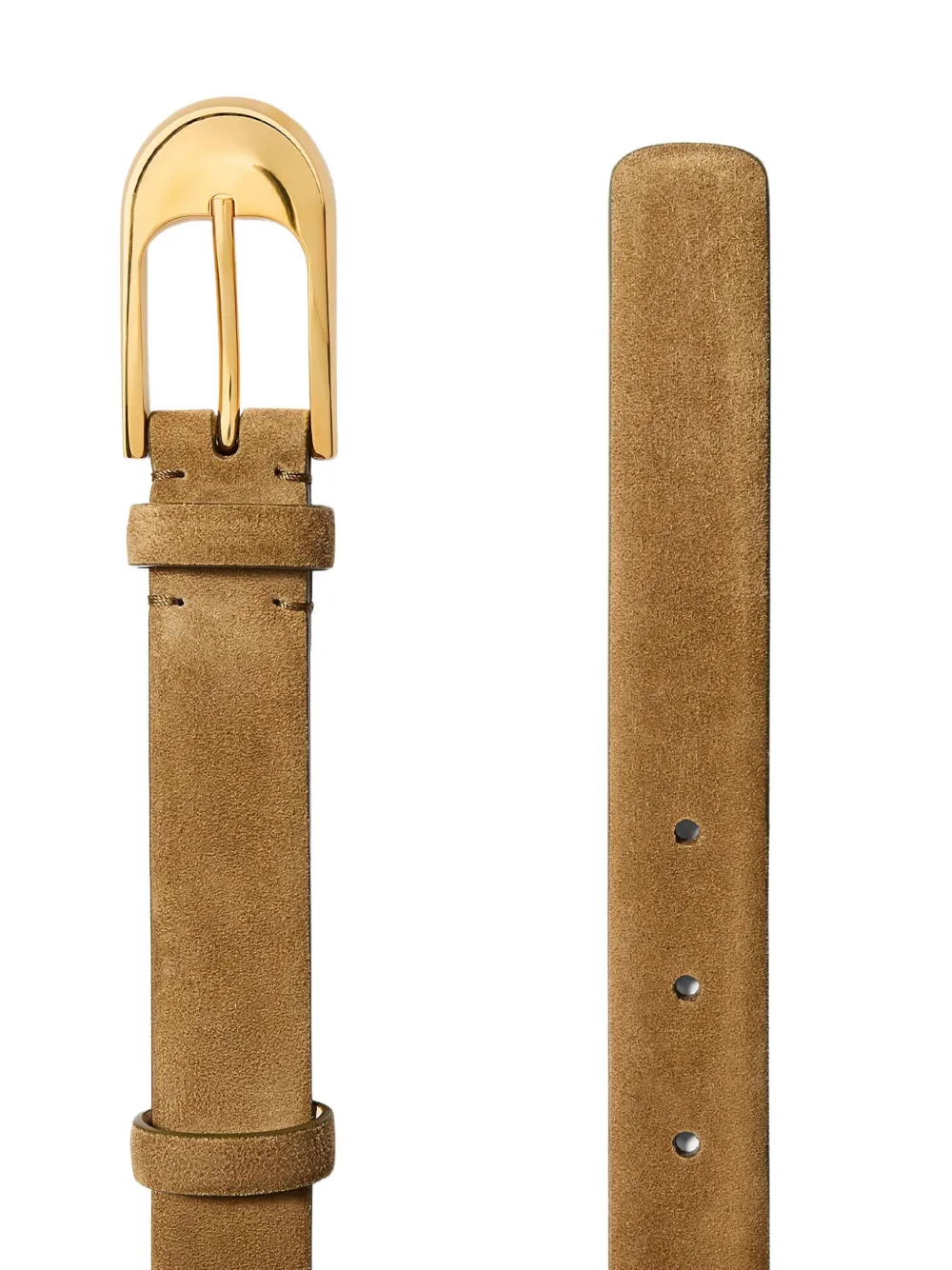 Khaite Beige Textured Buckle Belt In Brown